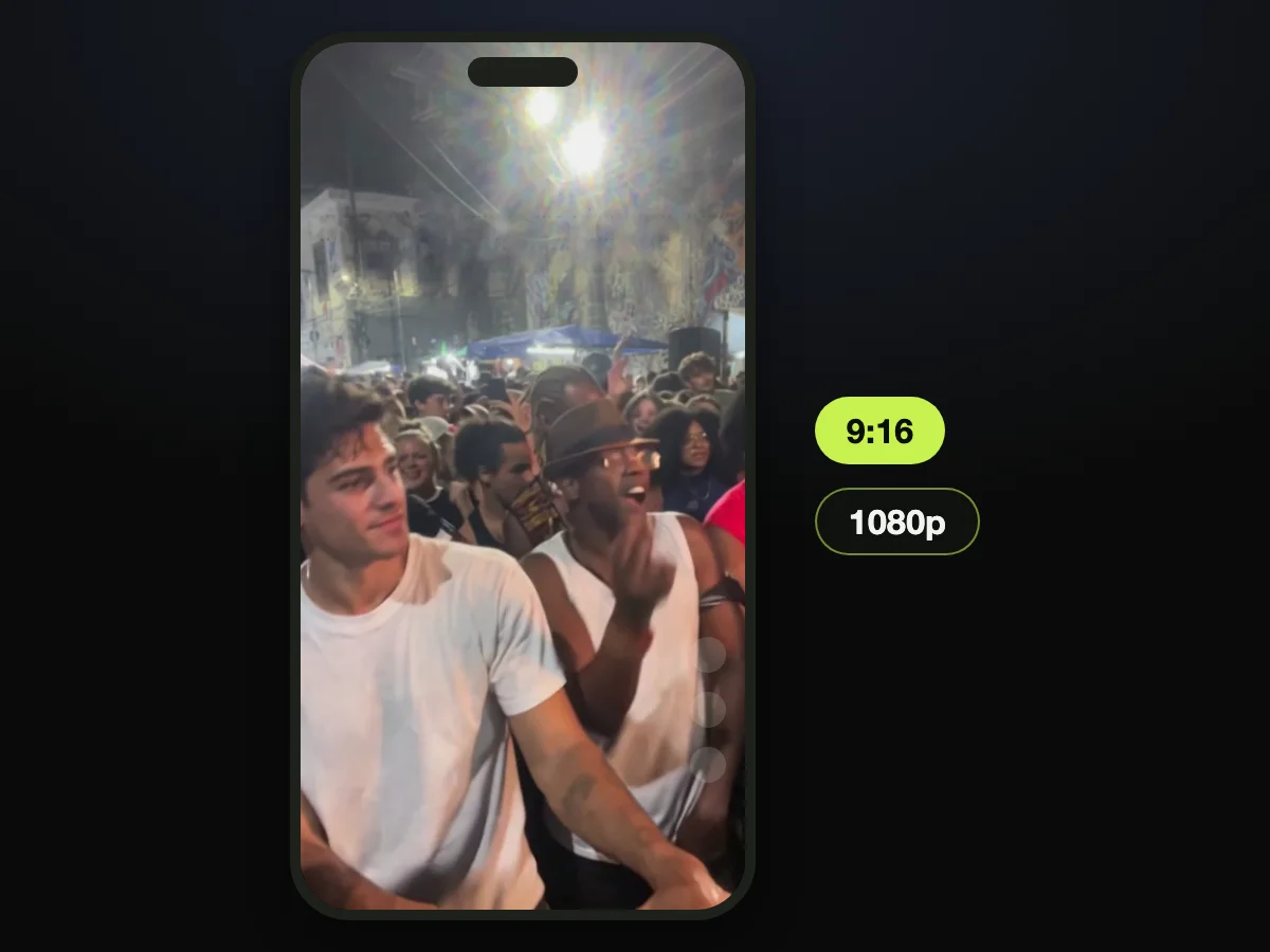 Formato vertical 9:16 para TikTok y Reels