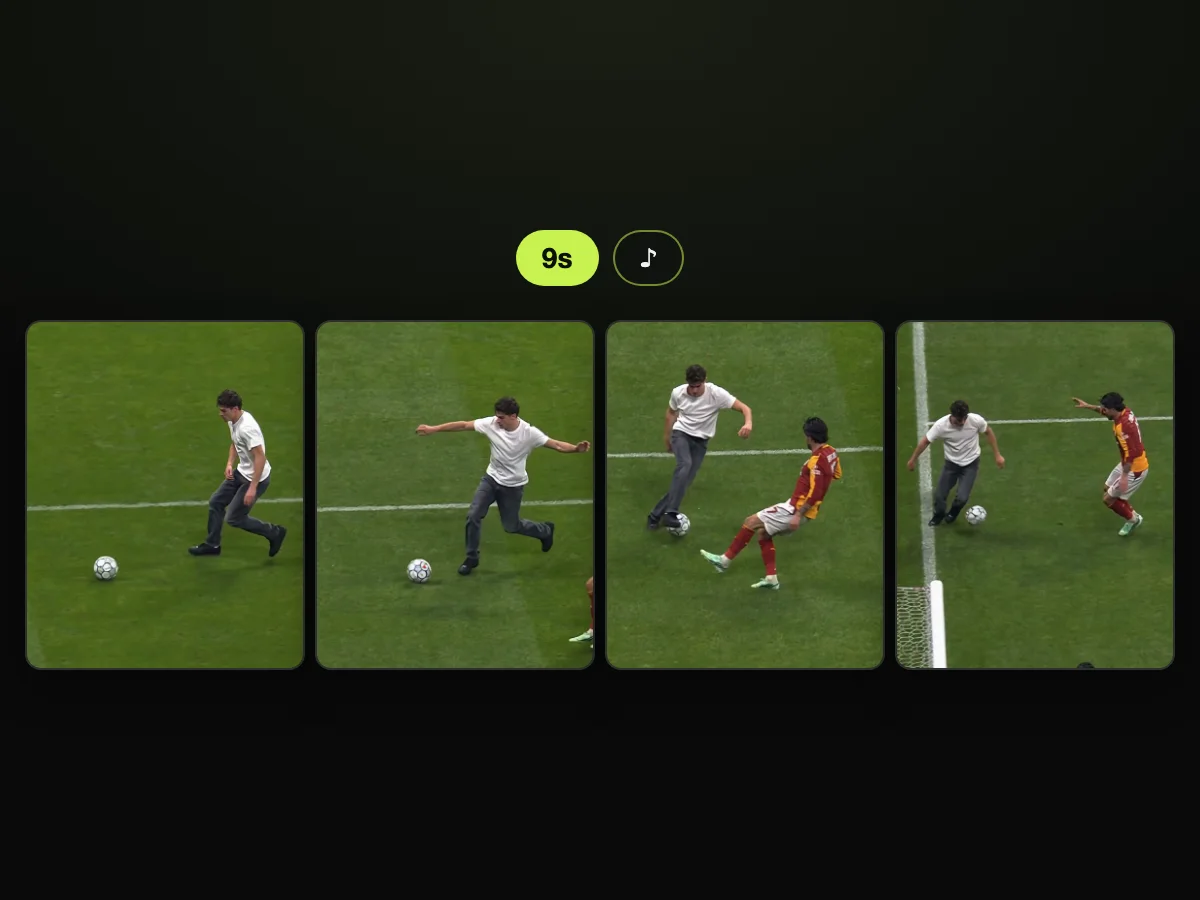 Frames from a Lamine Yamal rabona AI video made on TryViralAI