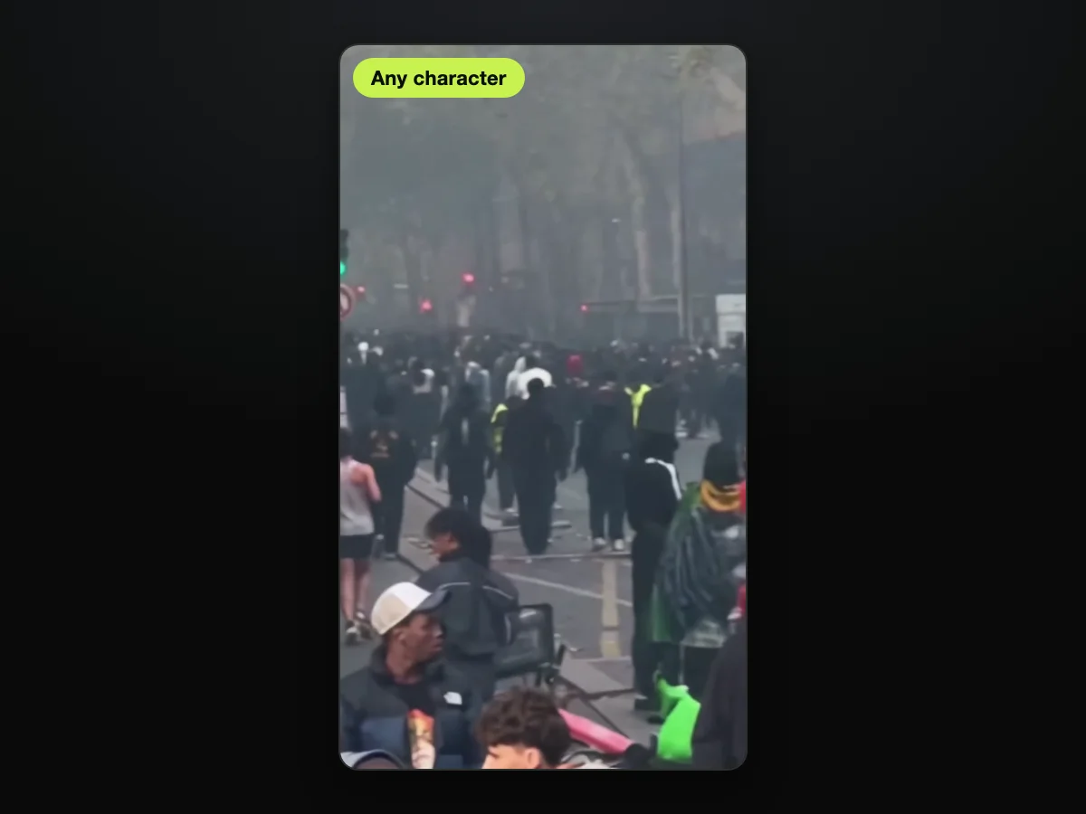Frame from a Paris riot jogger AI video made on TryViralAI
